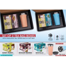 Set Of 2 Tea Bag Boxes With Tall SS Insulated Mug